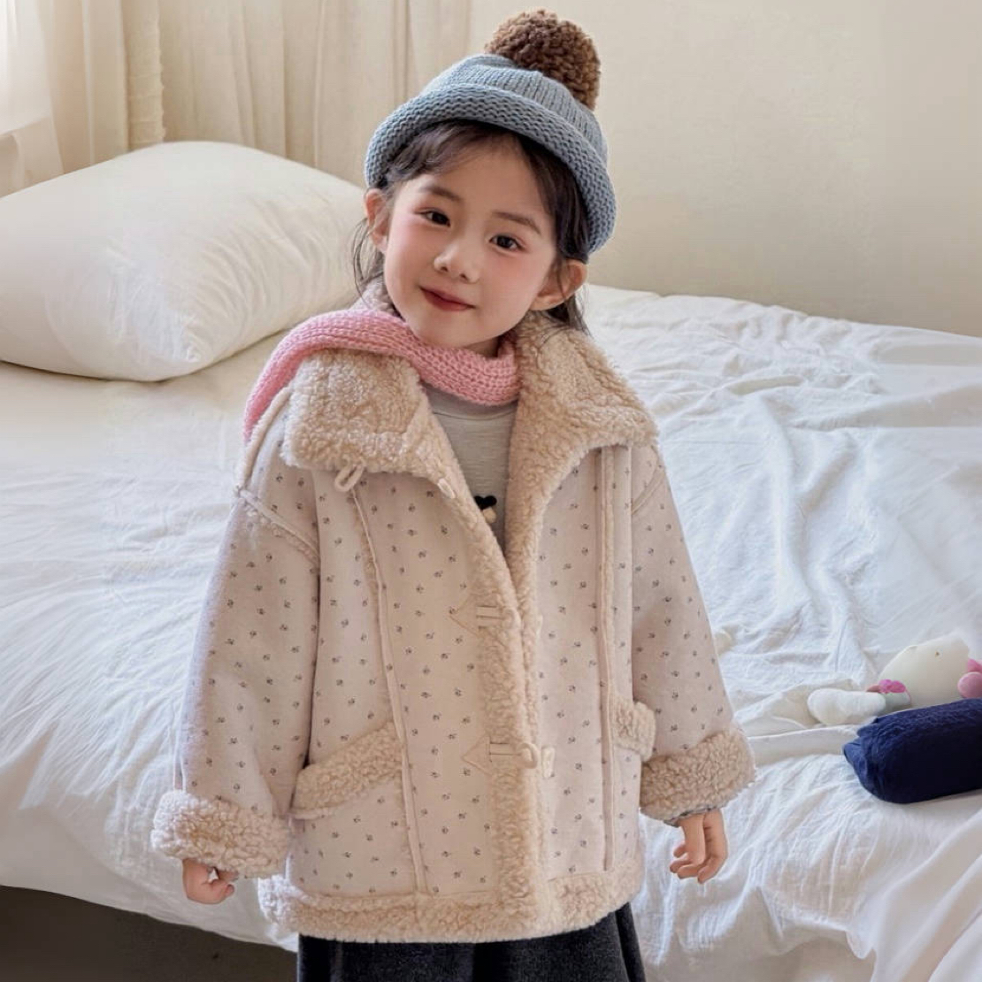 【实体品牌童装】ty&kids 5293冬女童加绒加厚外套皮毛一体儿童冬装