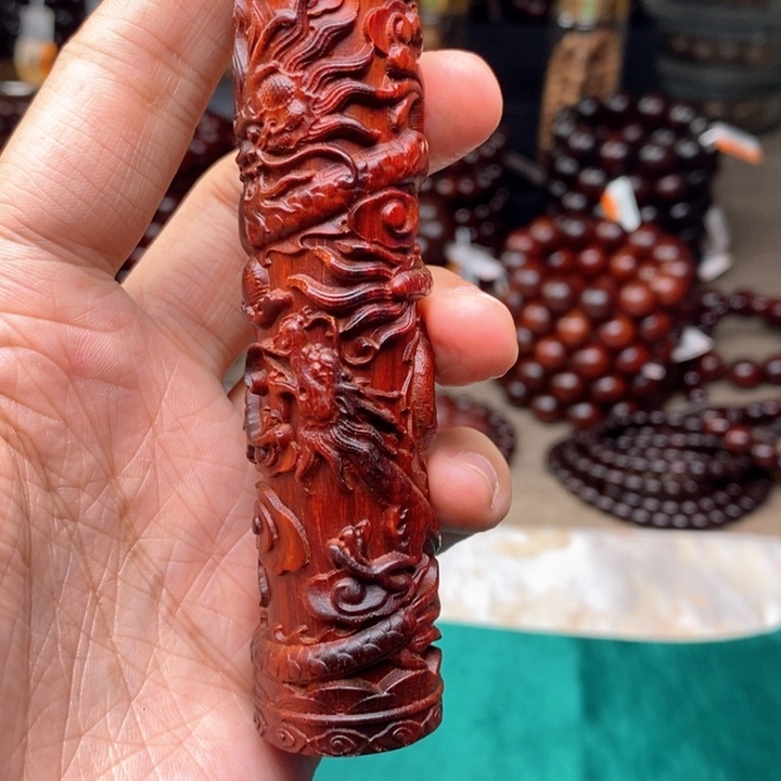 檀香紫檀（小叶紫檀）把件盘龙柱