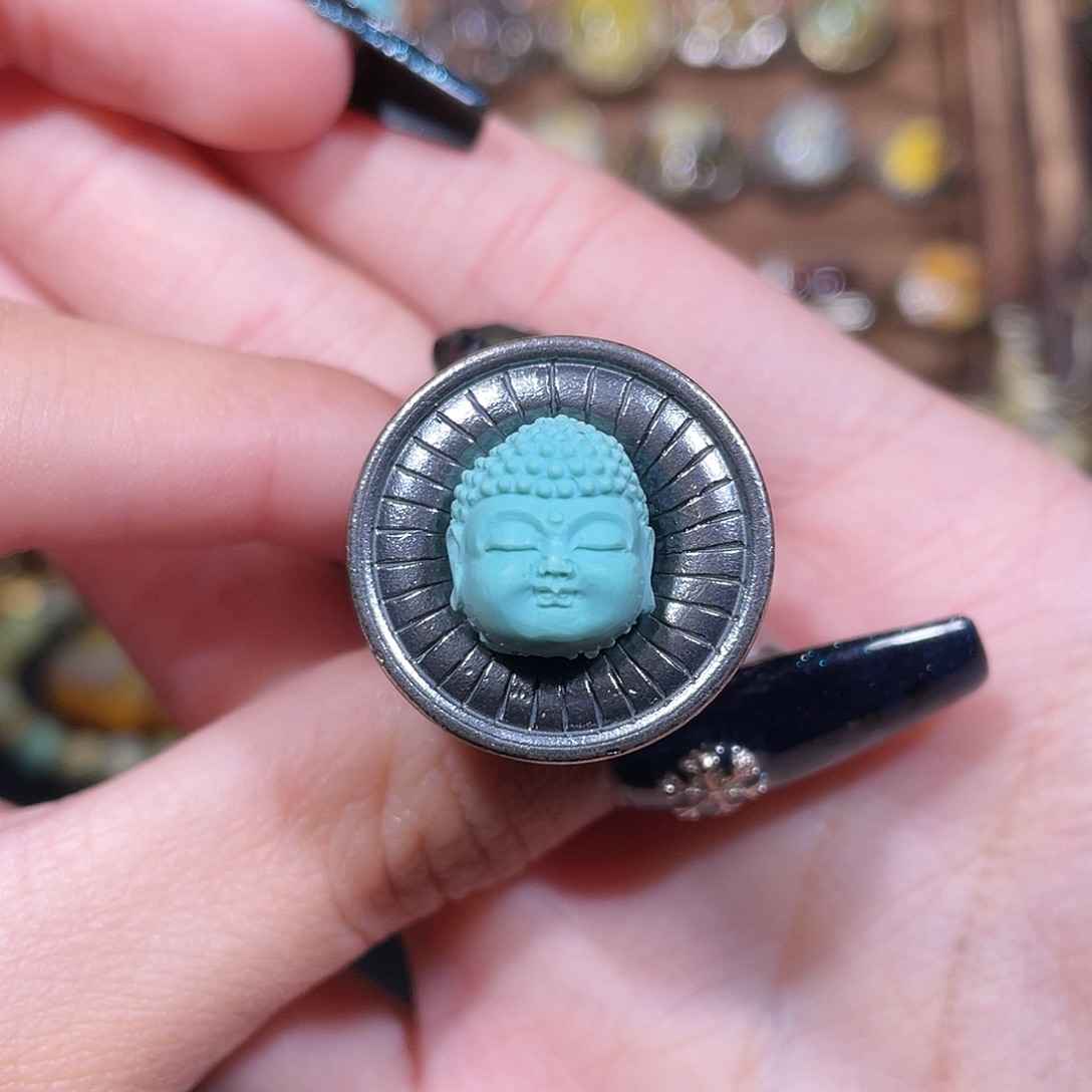 用***0绿松石银S925镶嵌戒指