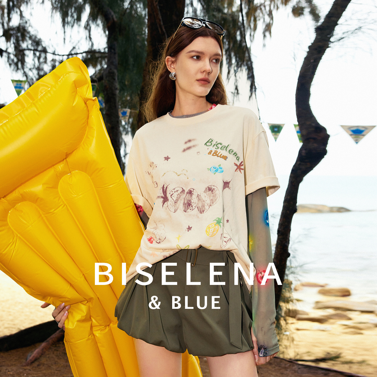 【618专属活动款】涂鸦印花肌理感T恤上衣女2025夏季新款短袖