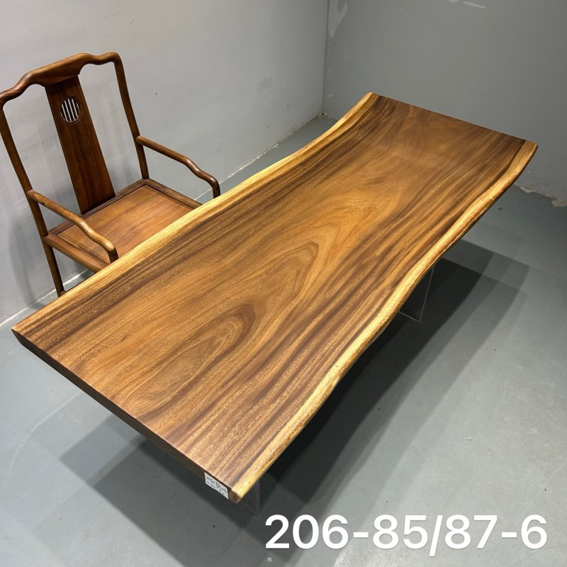 南美胡桃木原木大板茶桌自然边家用办公茶台尺寸206-85/87-6