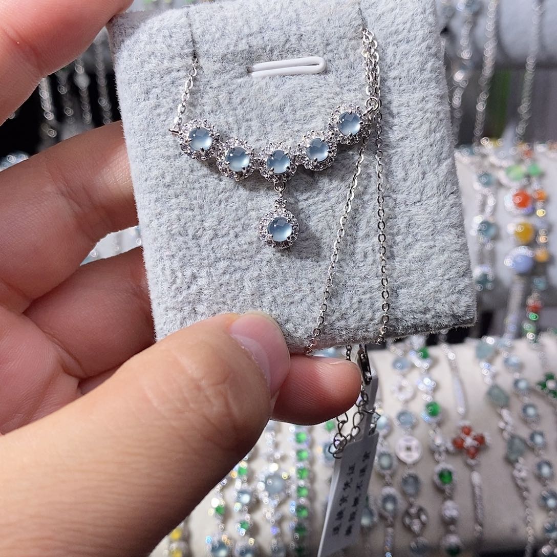 翡翠银S925镶嵌颈饰