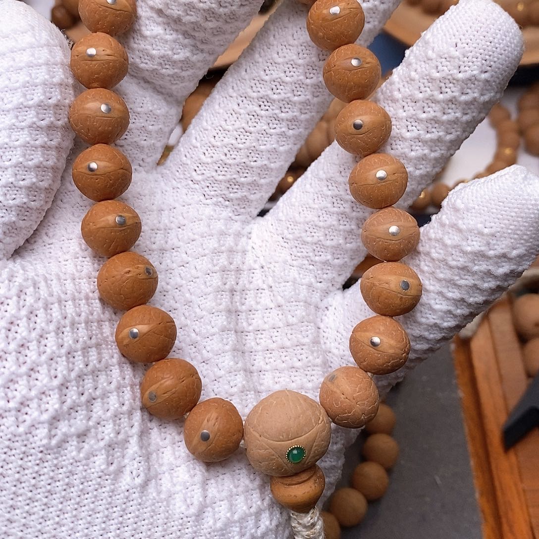 凤眼菩提手串镶嵌银钉12