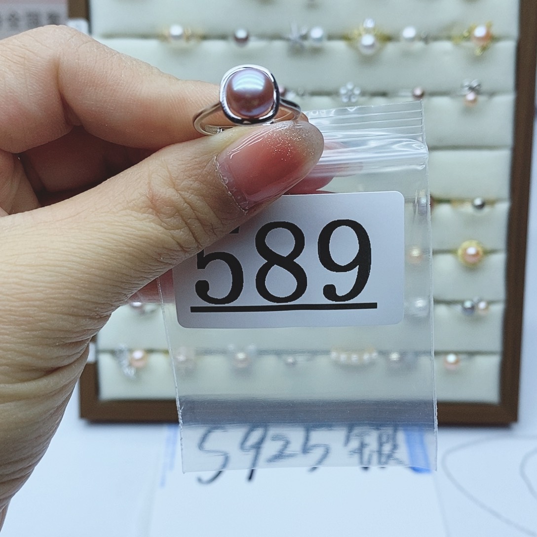 淡水珍珠戒指银S925镶嵌589