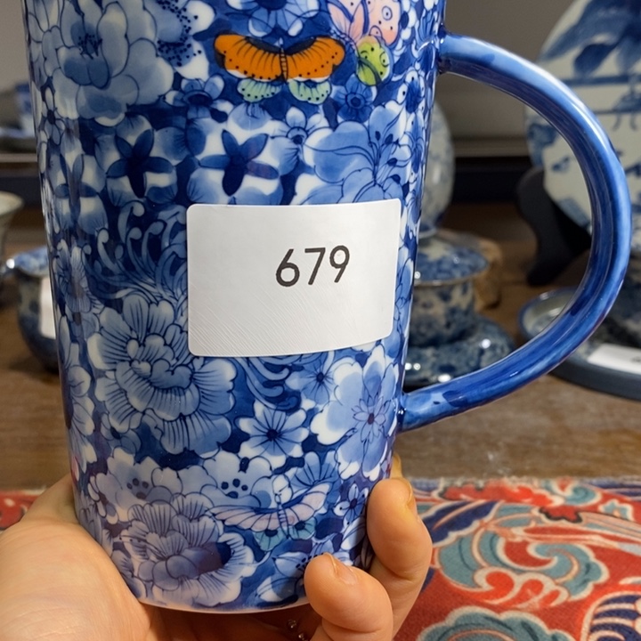 青花瓷景德镇手绘万花扎啤杯