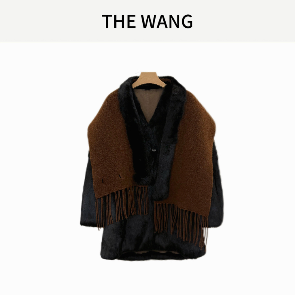 【DAWANG】）原创设计师复古进口兔毛双面双穿新款皮草外套25128