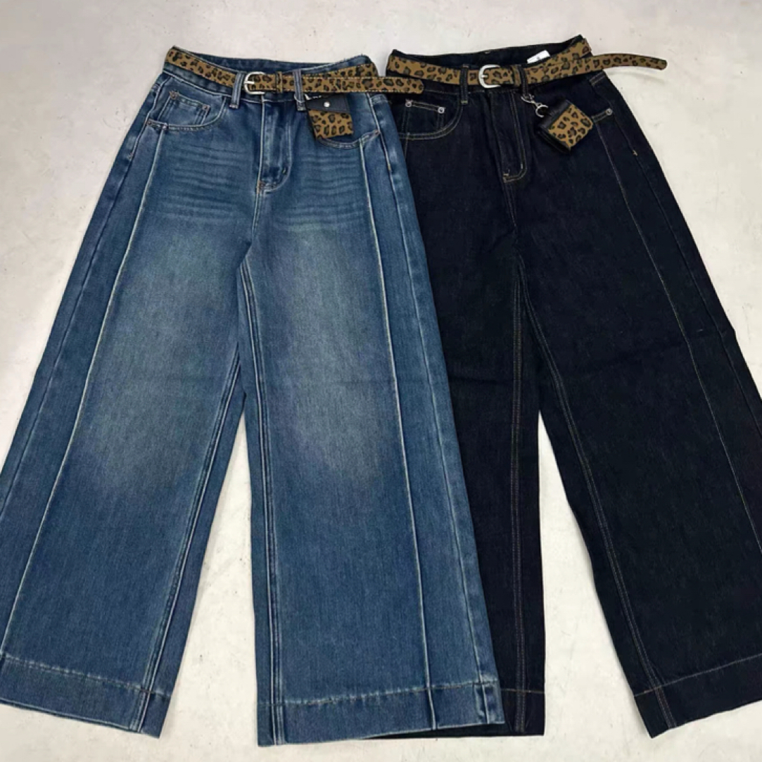 【丽鑫】7829豹纹腰带加植绒牛仔裤