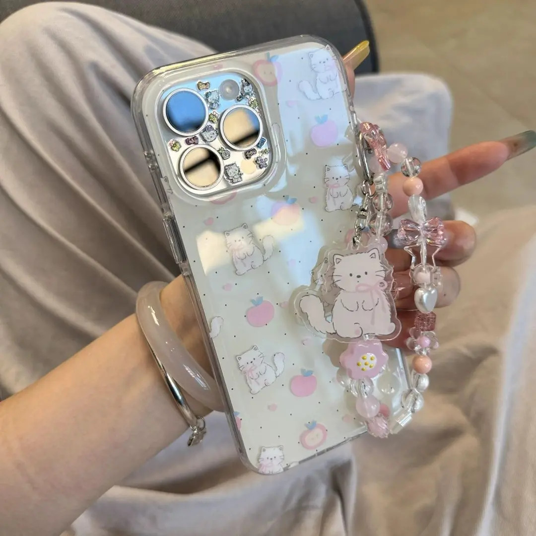 可爱双层波点猫咪iPhone16promax适用苹果14/15pro手机壳小红书13
