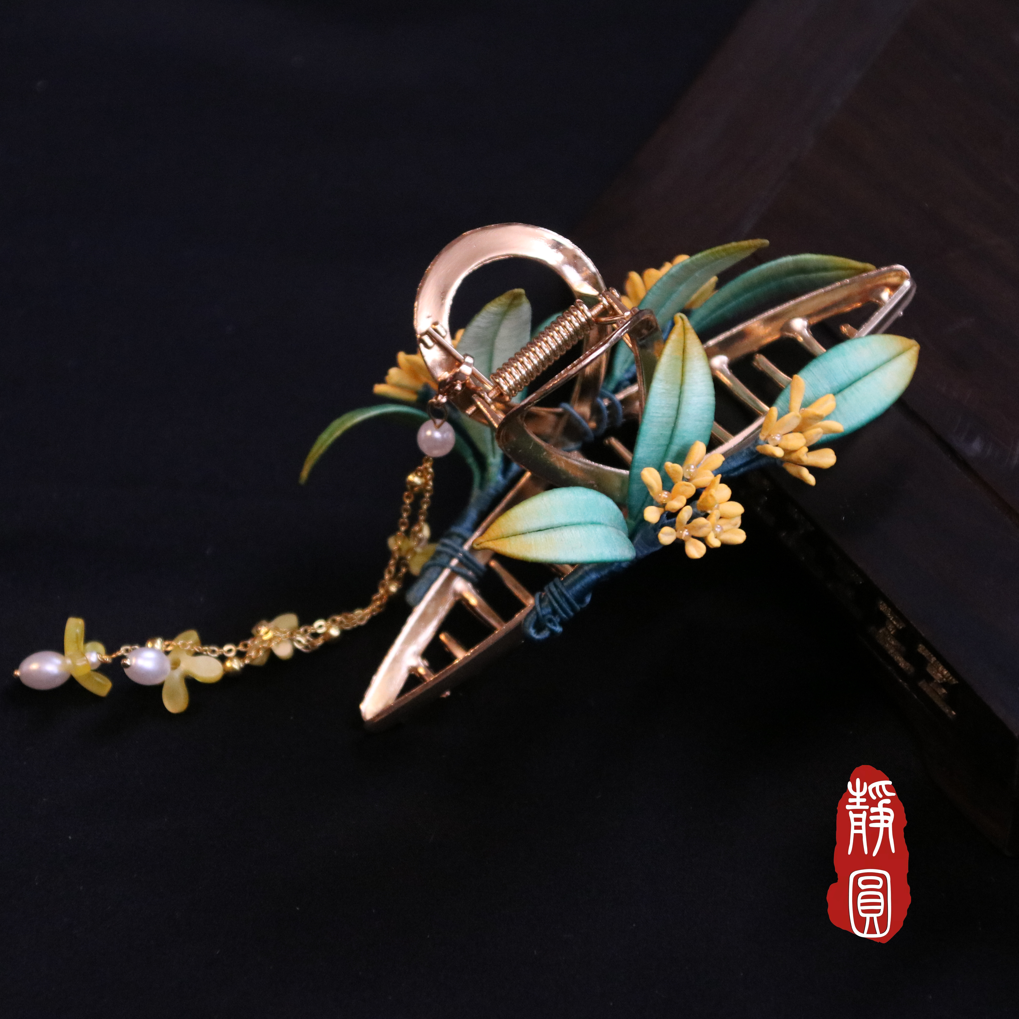 金色桂花 纯手工国风抓夹复古发夹