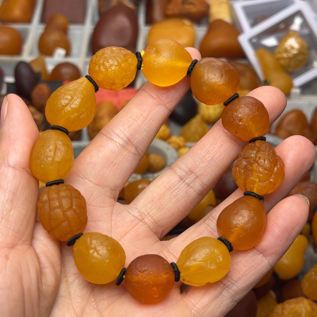 琥珀裸石未镶嵌天然蜜蜡手串