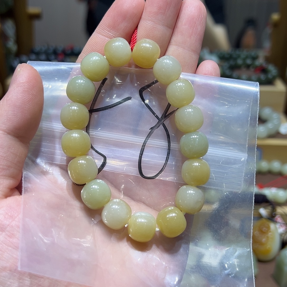 项圈未镶嵌和田玉青白玉老型珠卡12