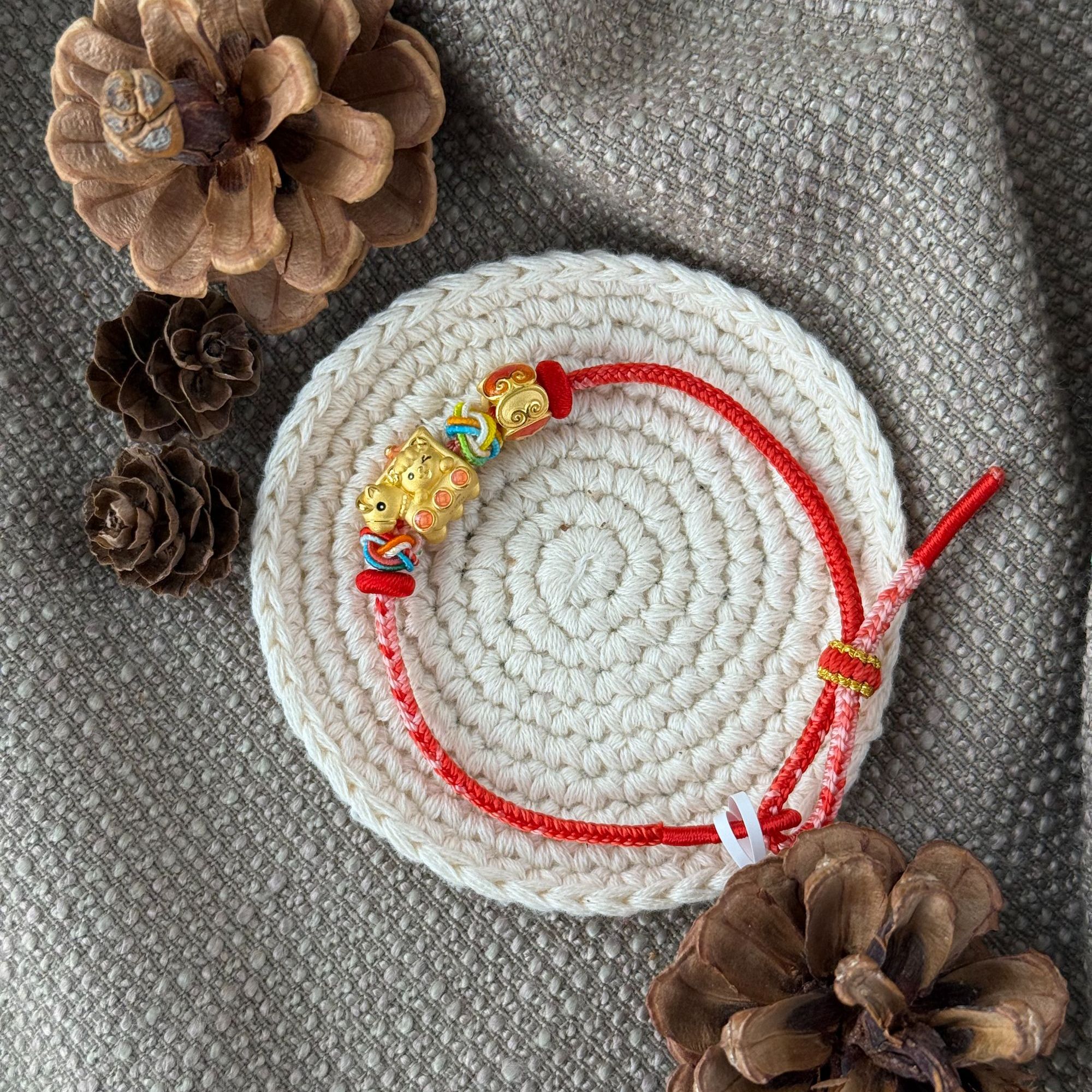 俏兮金 黄金【午马未羊】足金999串珠手链{加祥云工6折已改好}