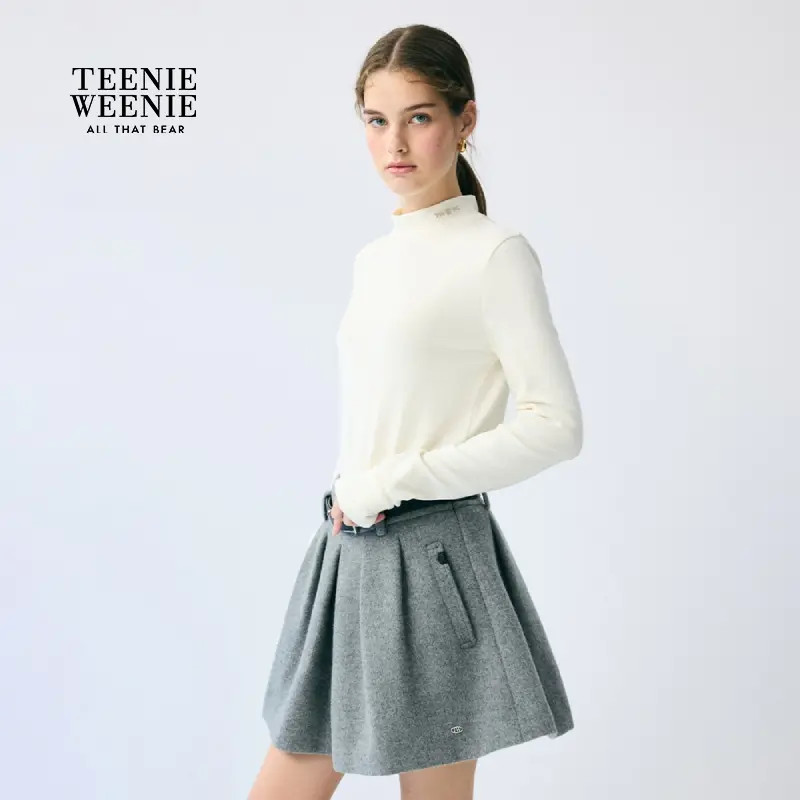 *TeenieWeenie小熊女装T恤2025冬季新长袖合身打底衫内搭