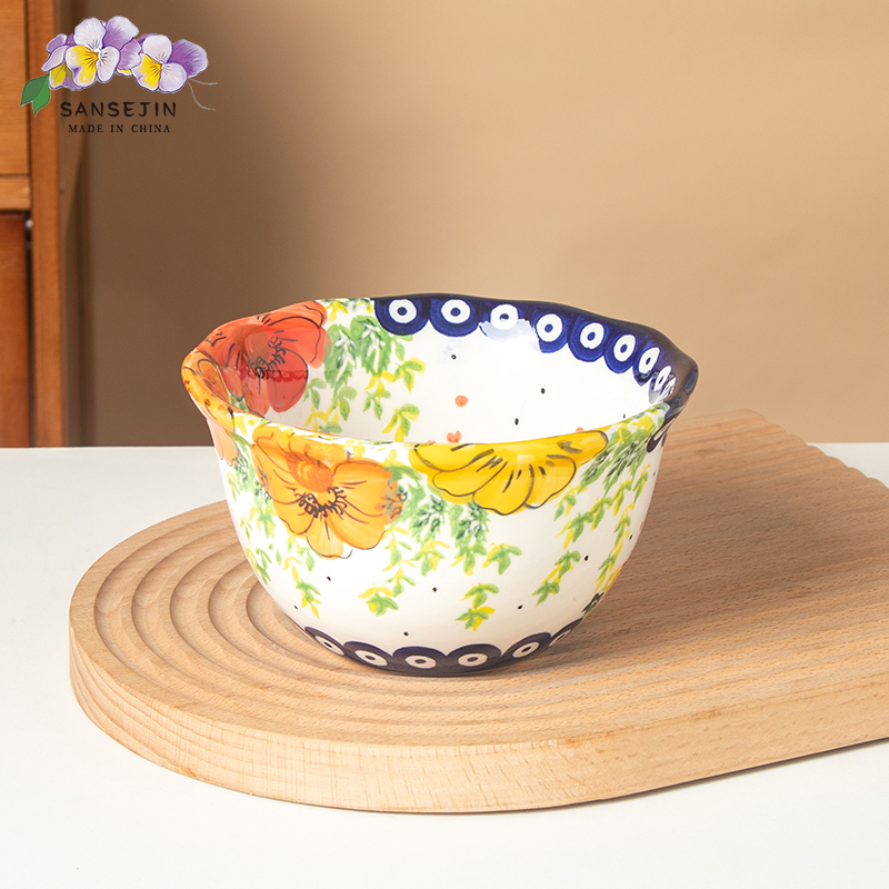 KUZ MUNQAK新疆包邮【南瓜色】 家用陶瓷汤饭碗6英寸