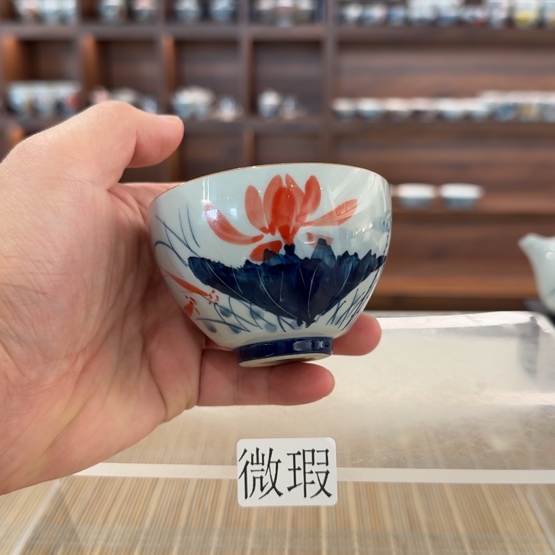 釉下手绘茶具微瑕
