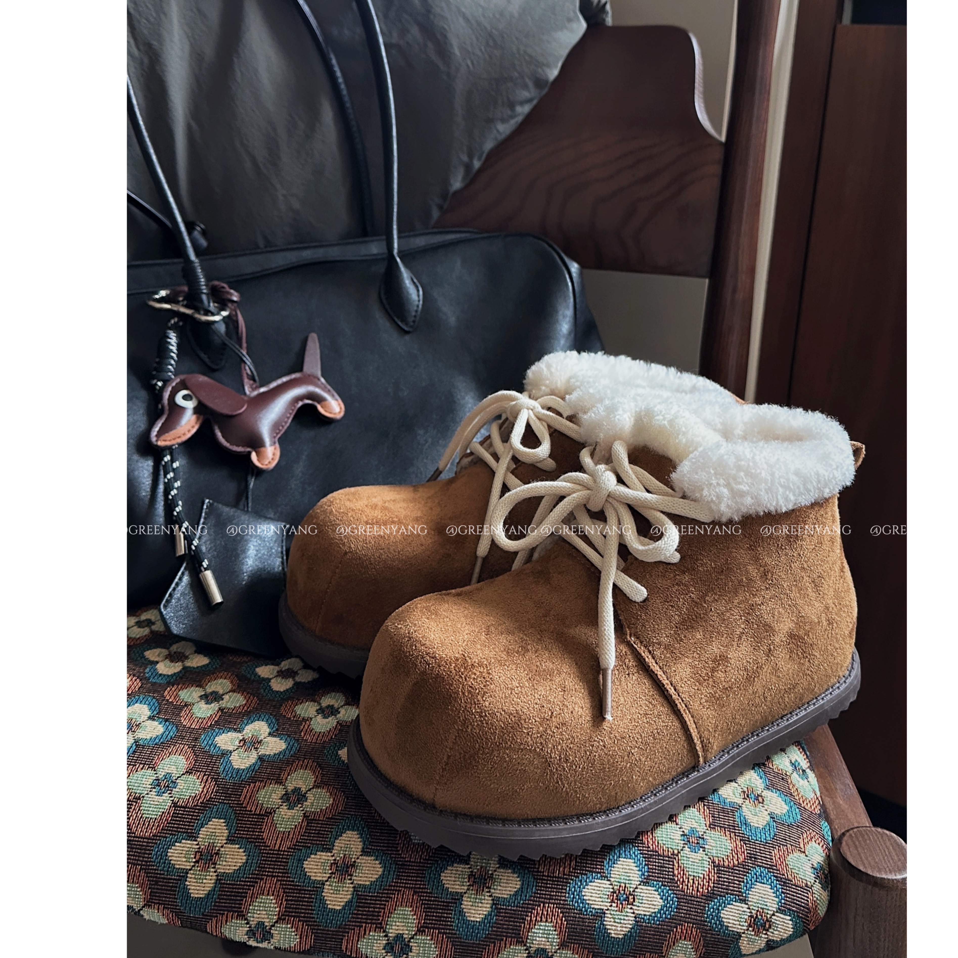 老羊家~雪地靴女款冬季面包鞋短靴加绒加厚保暖防滑内增高棉鞋