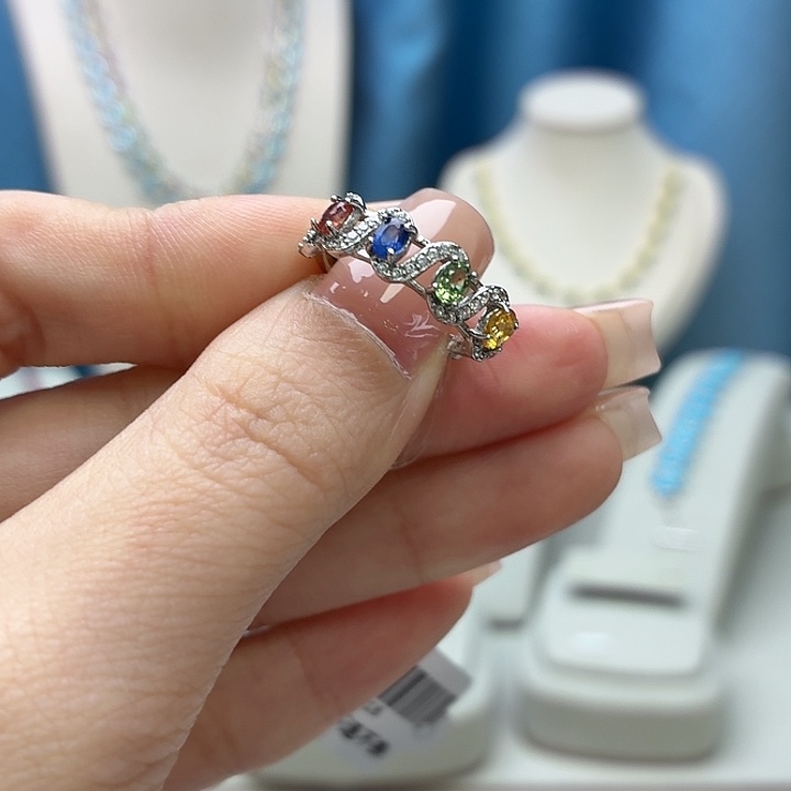 戒指蓝宝石银S925镶嵌