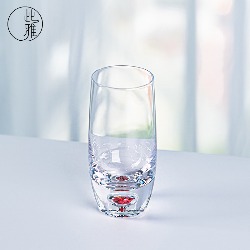 「此雅」高端红松石水晶绿茶杯高通家用水杯大容量果汁酒杯