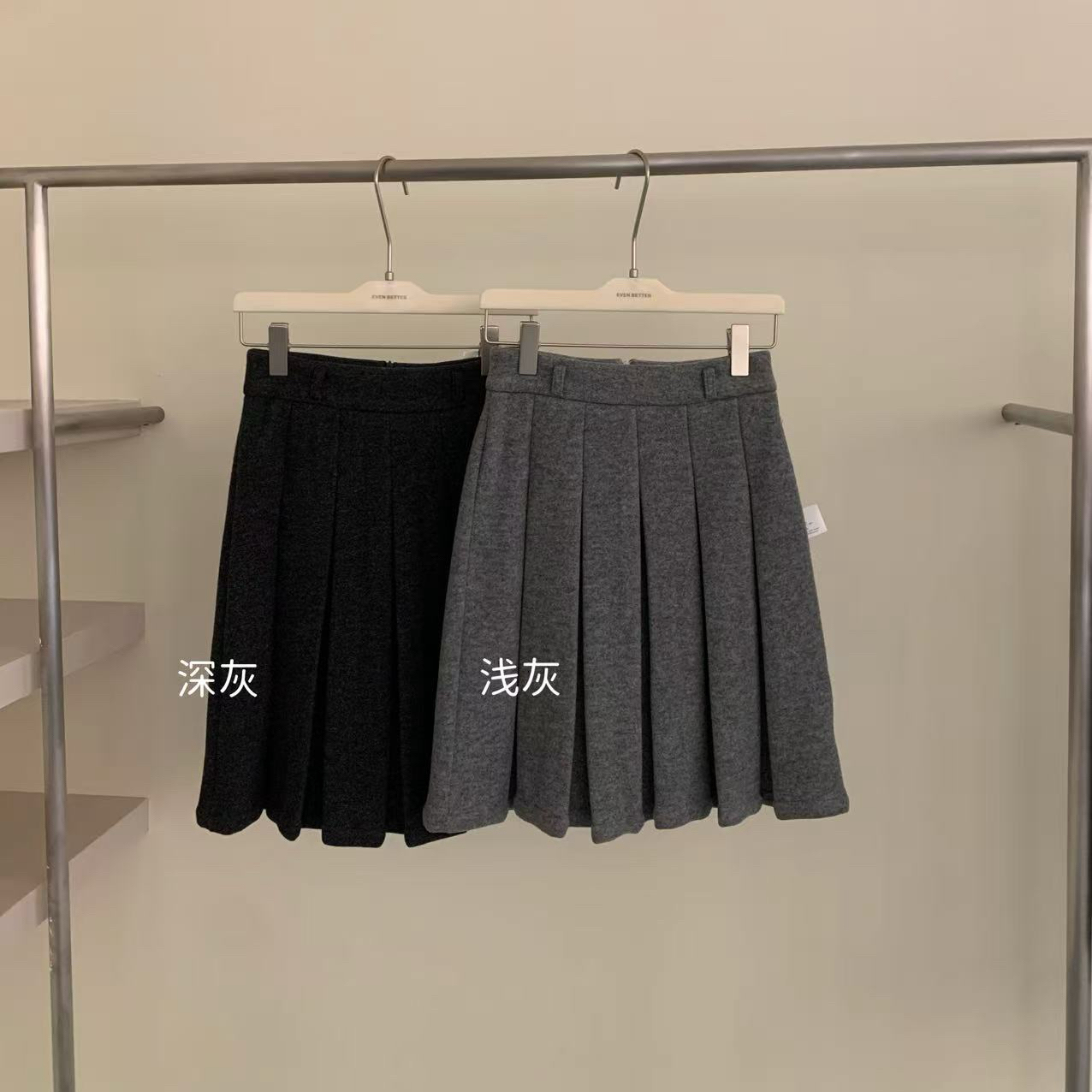 81229 （28绵羊毛）韩系百搭百褶毛呢半身裙