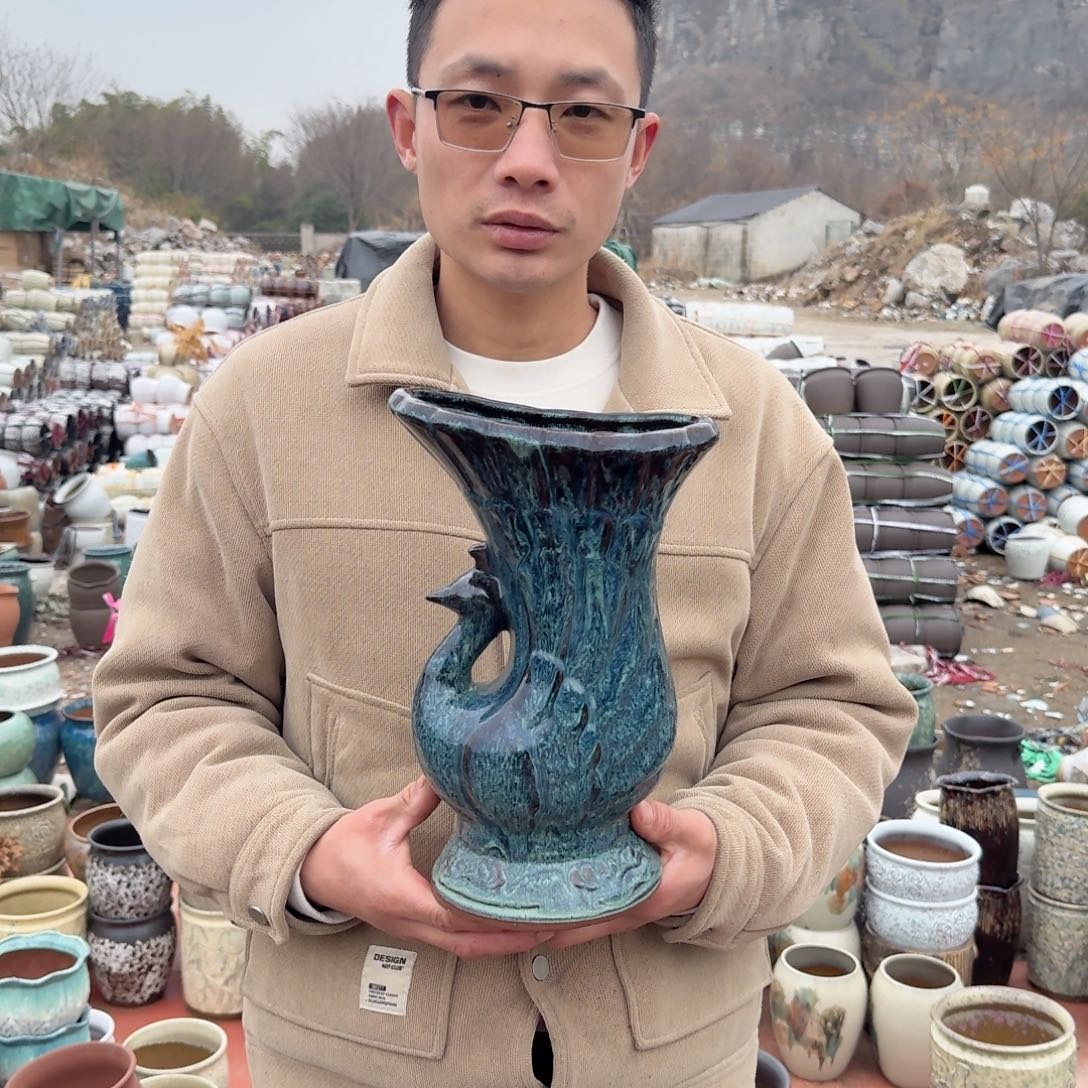 紫砂花盆高孔雀老庄一个