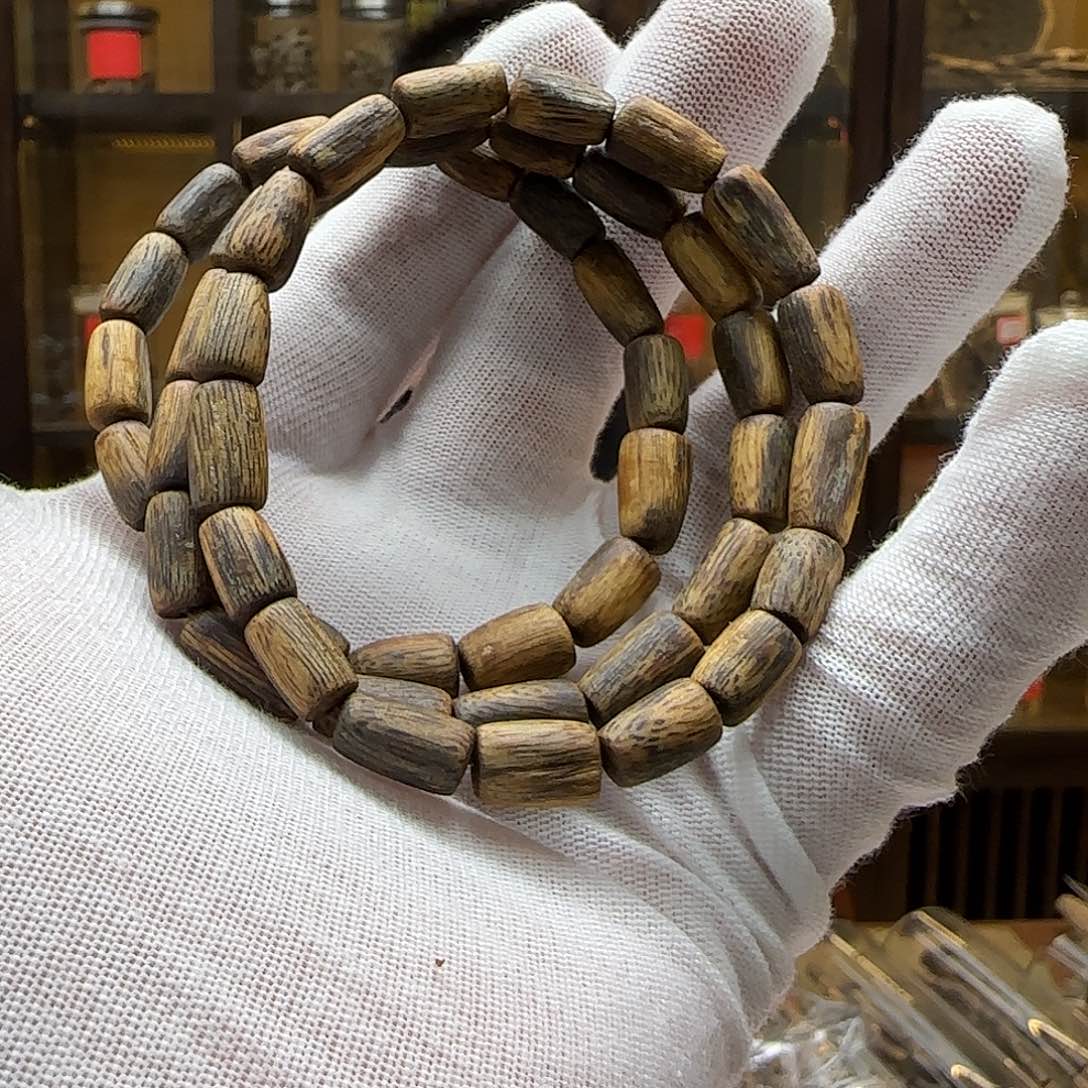沉香手串国香棋楠老白棋单圈桶珠随形5g+多样性发一串