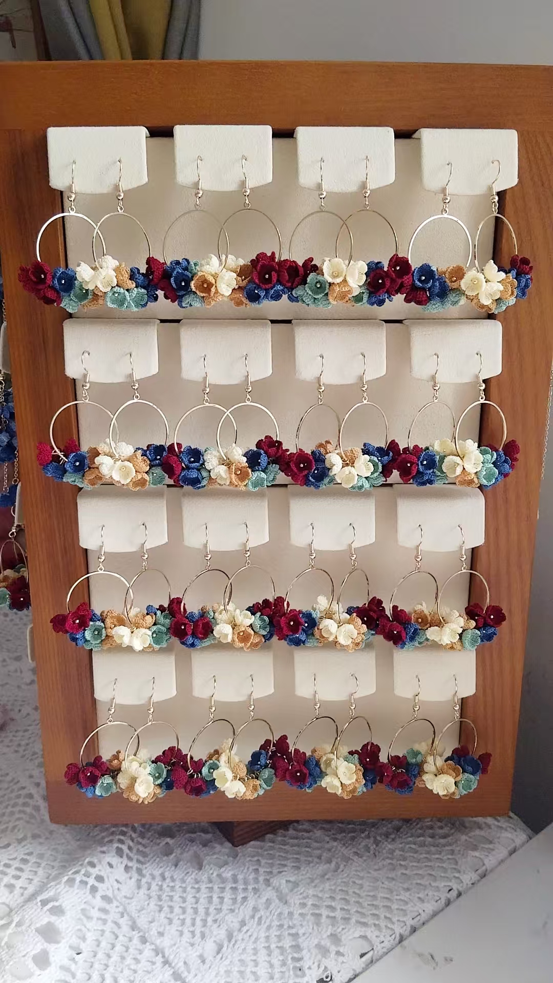 合金布艺耳饰 微钩耳钉草莓蓝莓橘子向日葵糖果色手工耳环小众