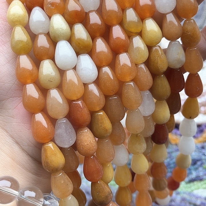 未镶嵌玛瑙/玉髓珠宝半成品一条10/13mm左右金丝玉水滴
