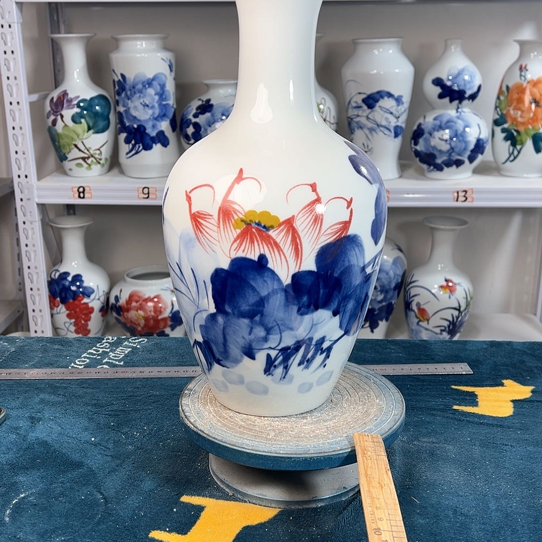 摆件景德镇陶瓷棒荷花