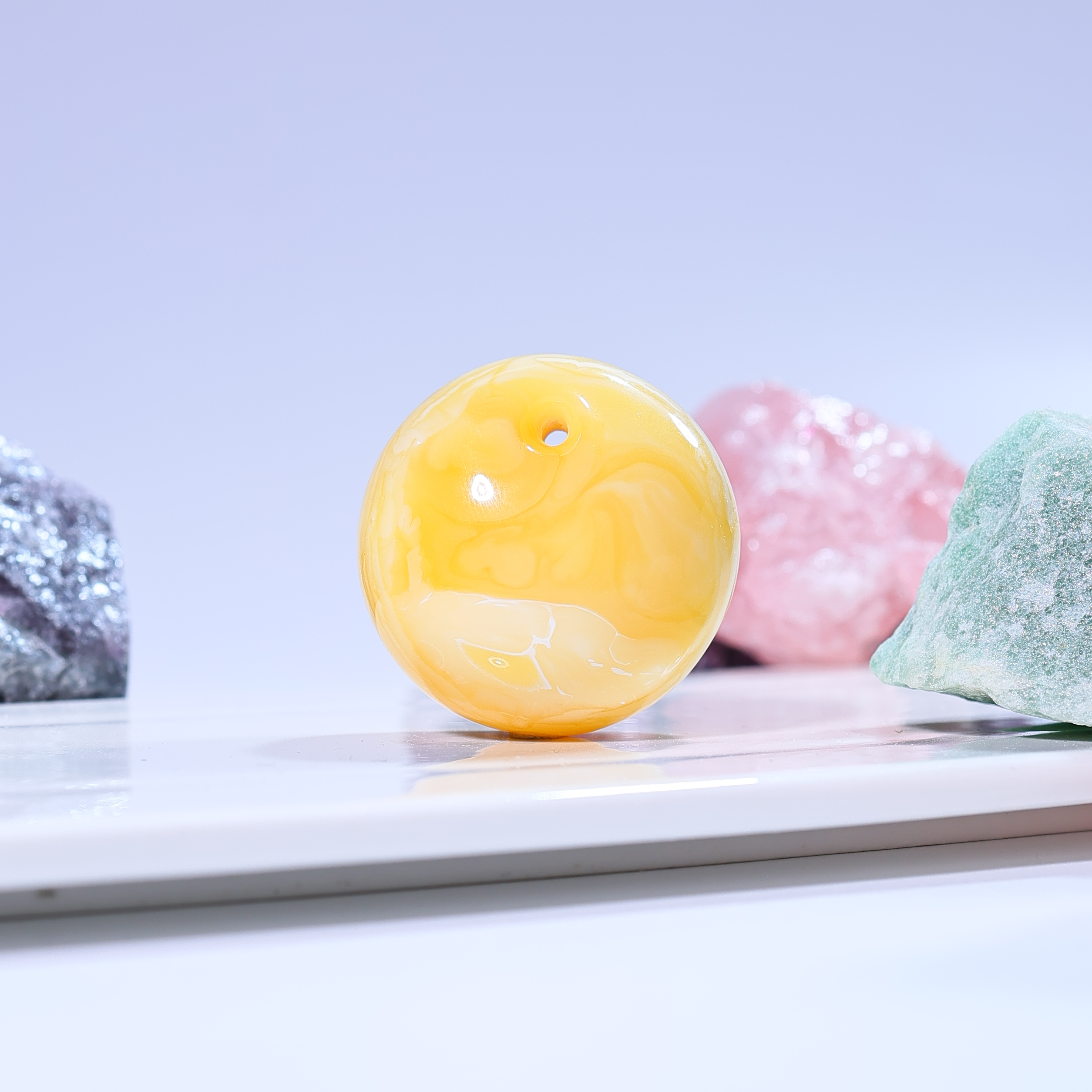 【颜如蜜珠宝】时尚高级气质焦皮杨枝甘露浓橘蜜蜡公主扣吊坠NA020