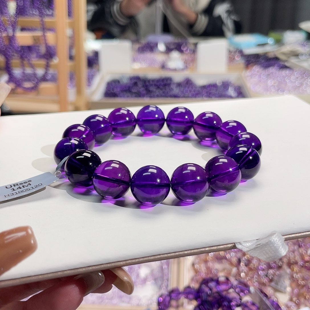 未镶嵌手链水晶14mm乌拉圭紫水晶