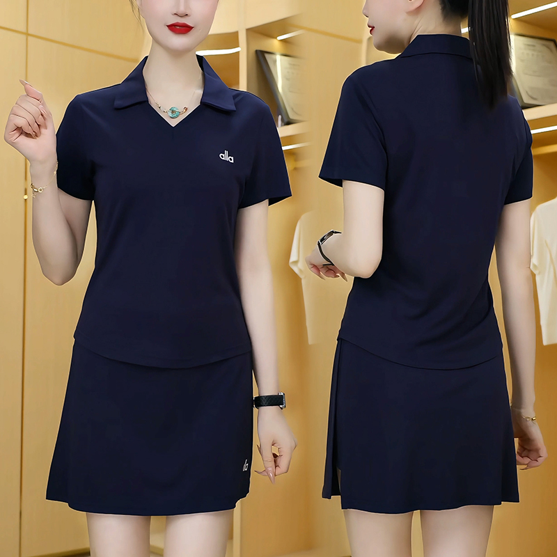 polo衫运动短袖套装女夏2025新款流行时尚超火穿搭假短裙两件套潮