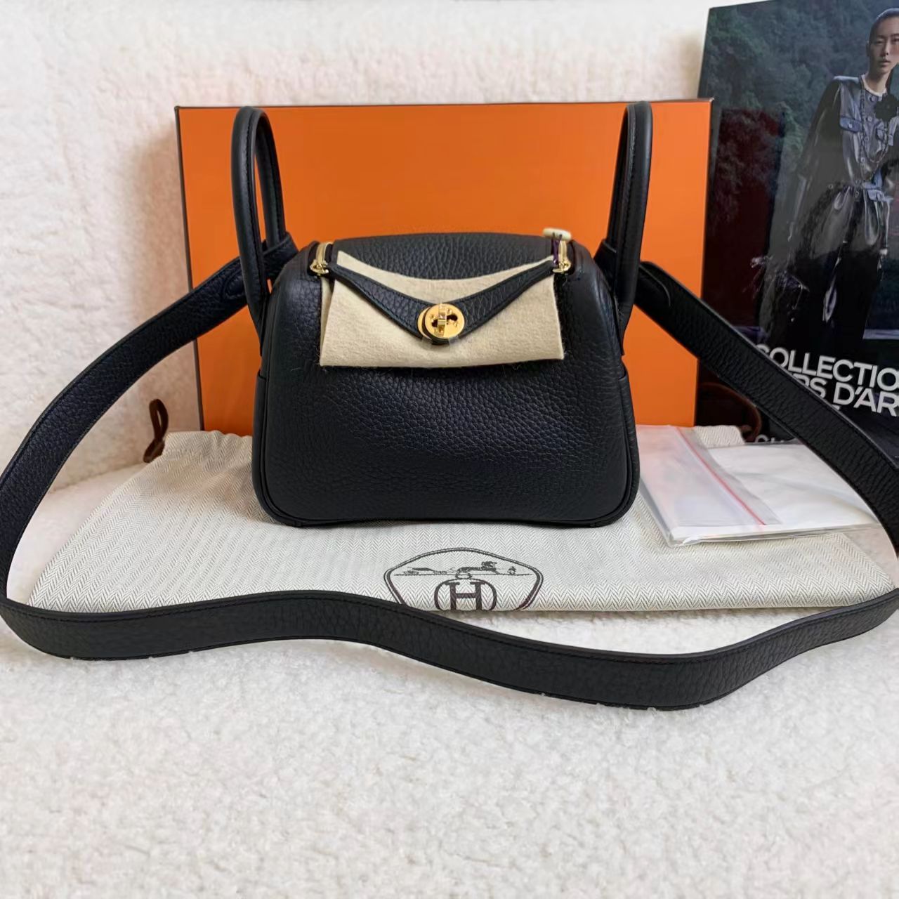 未使用 Hermes/爱马仕 壹臻/黑金mini lindy二代 K刻 tc 12978198
