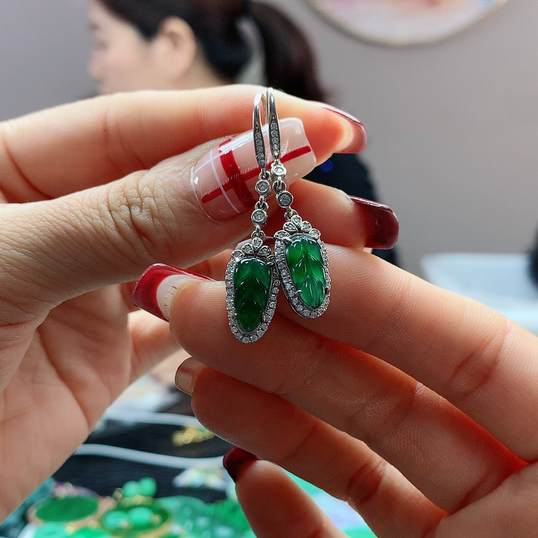 【闪购商品】翡翠耳饰银S925镶嵌，