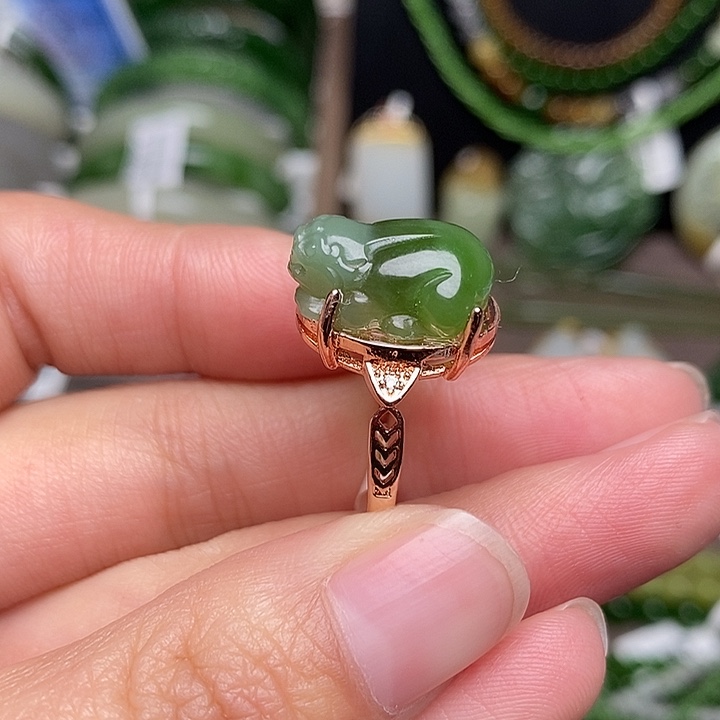 和田玉银S925镶嵌戒指