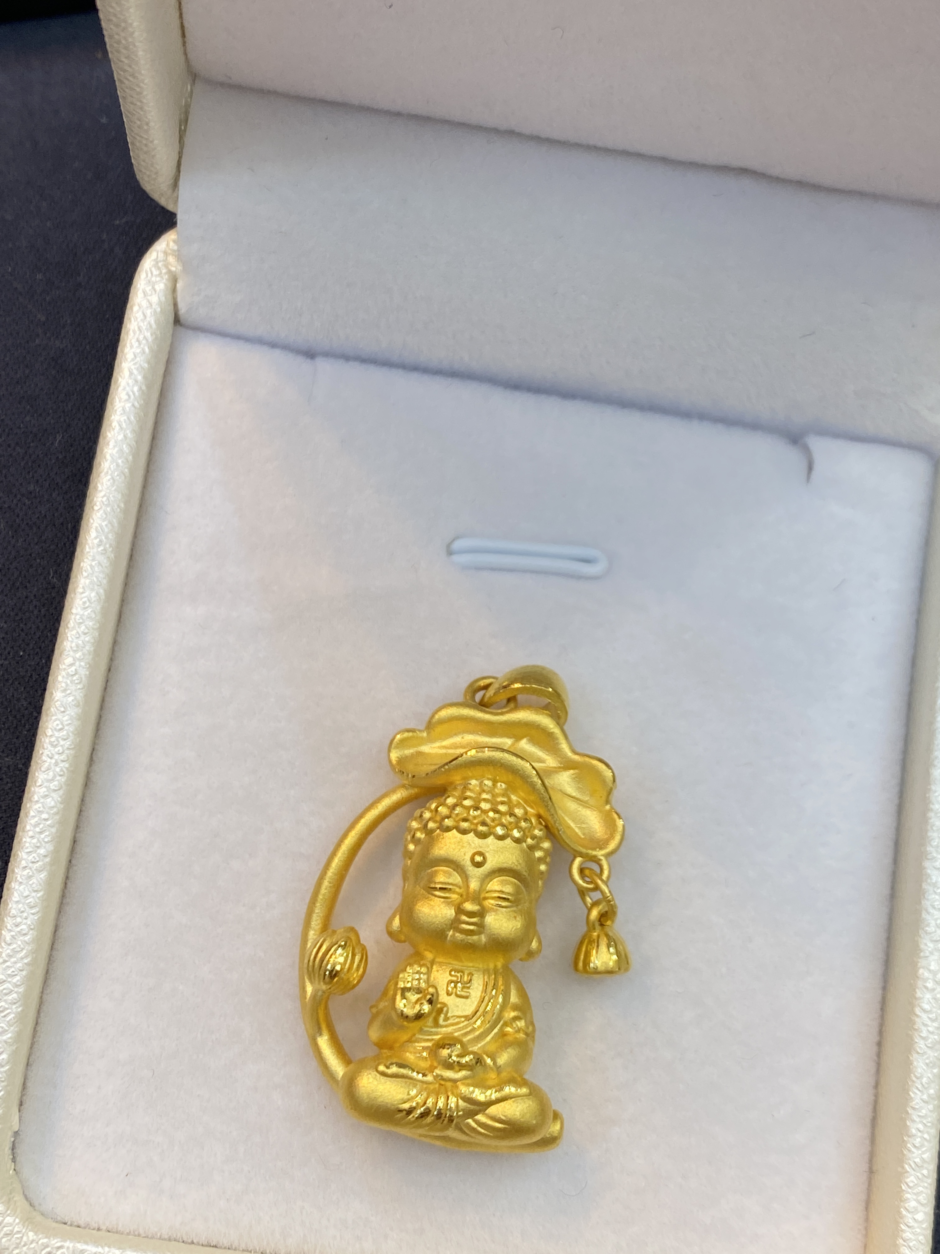 足金999莲花小萌佛吊坠