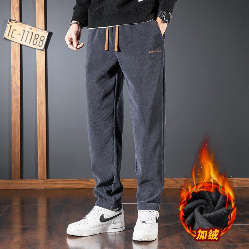 2025秋冬季新款直筒潮流款男裤加绒加厚休闲百搭潮流款长裤男裤