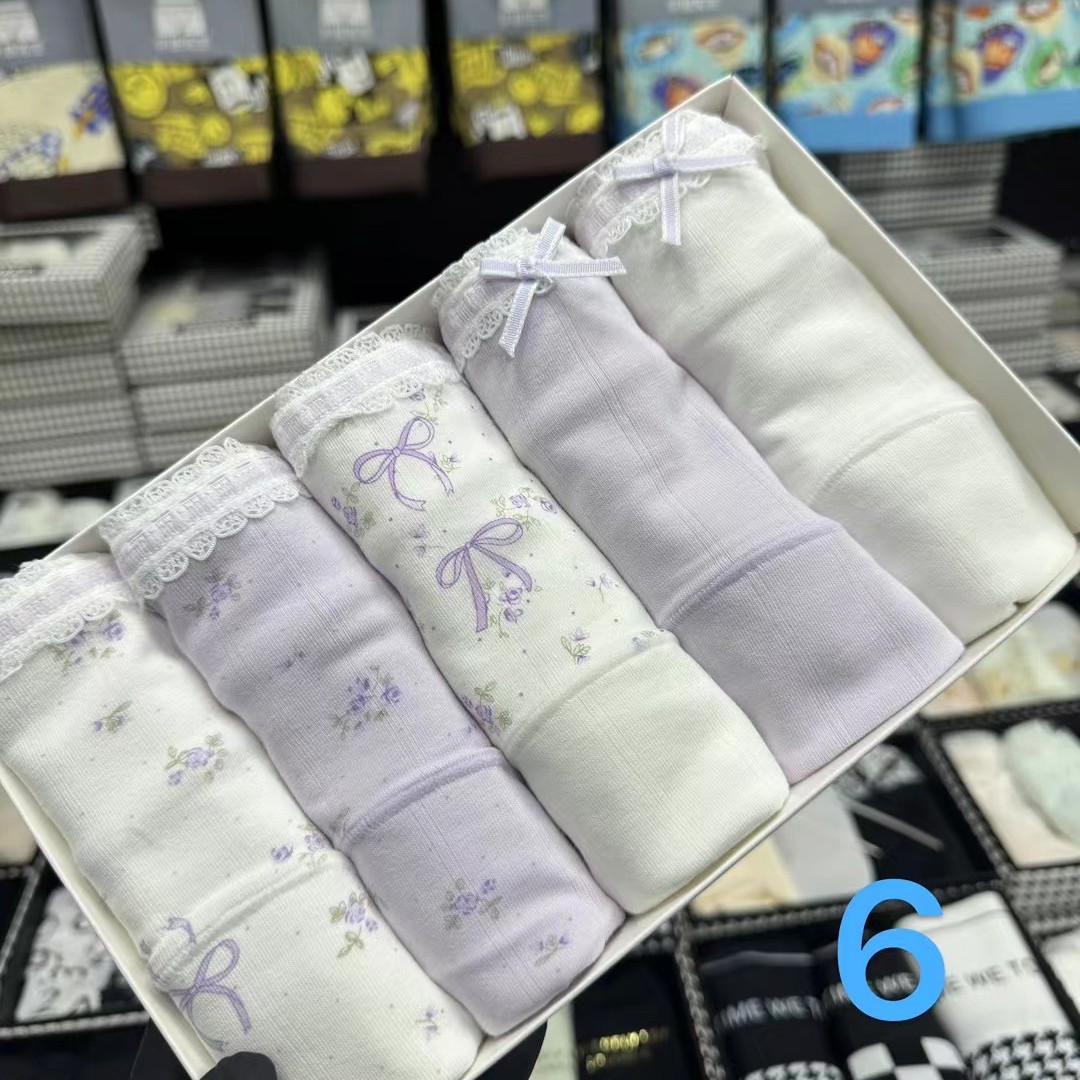 （五条装）加长裆棉中腰少女三角裤10A舒适面料