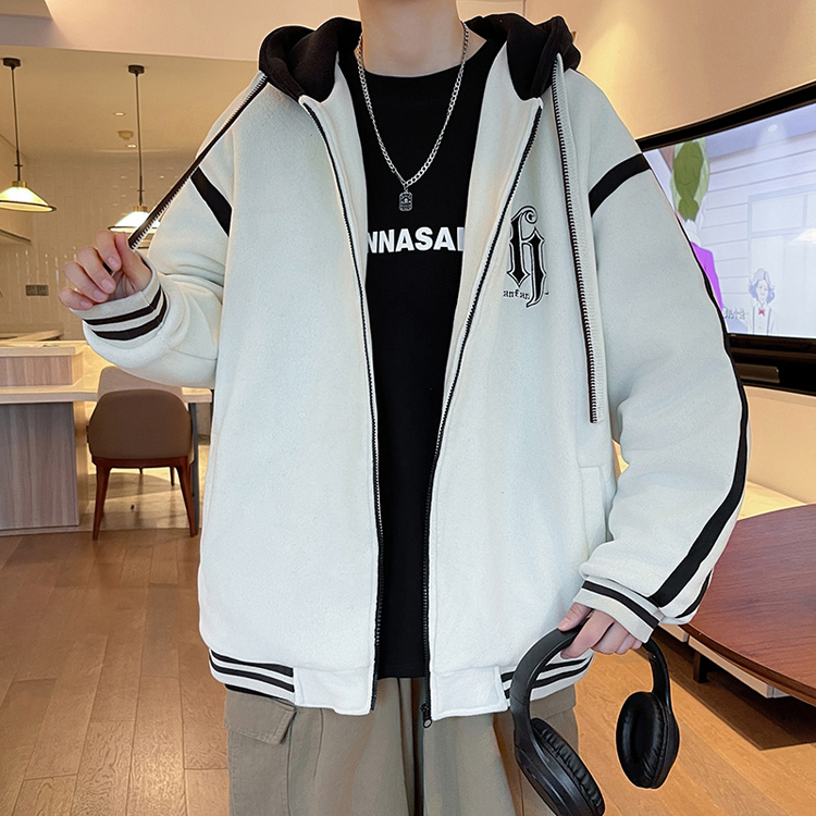冬季奥粒绒加绒夹克青少年中学生保暖棉服加棉外套潮