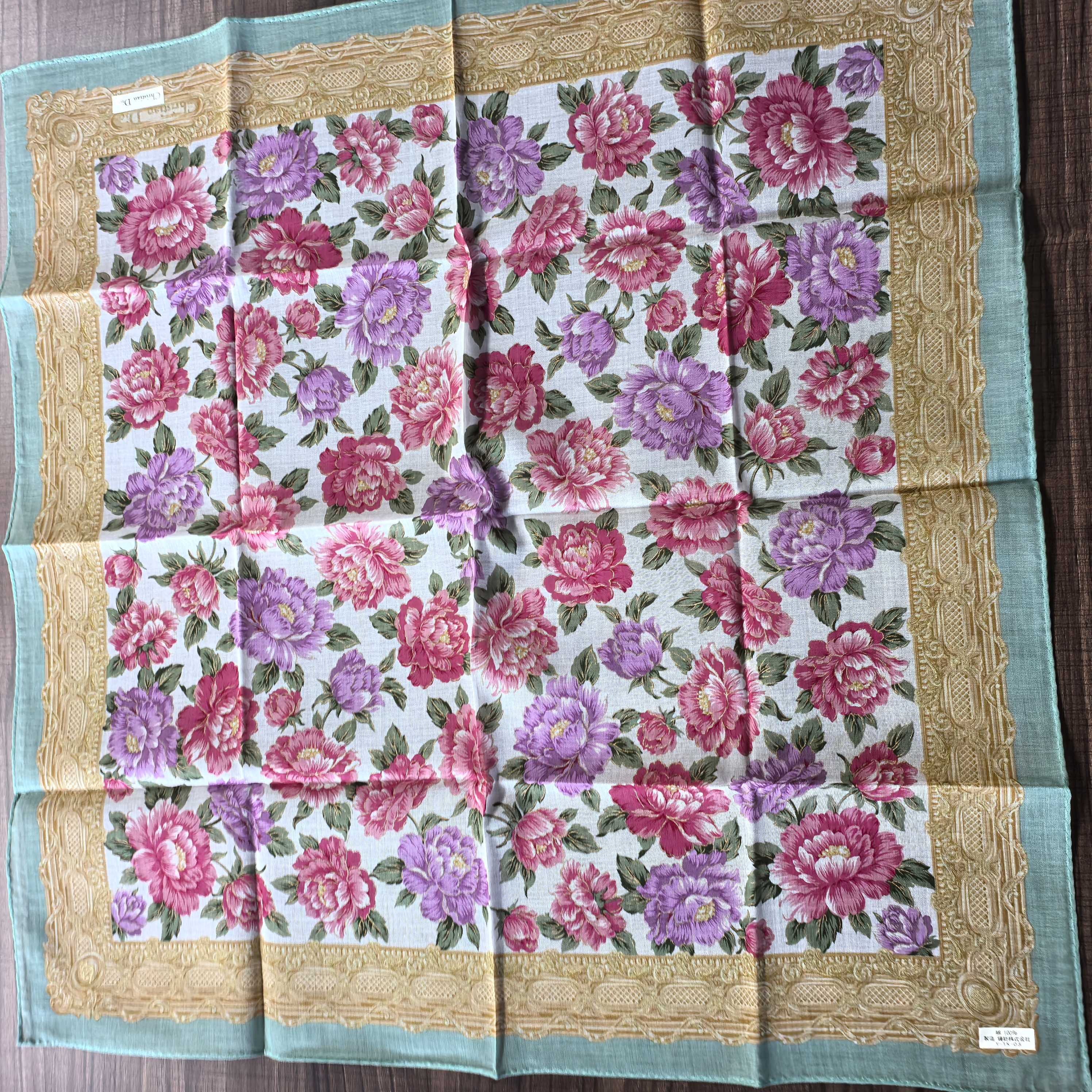 99新 DIOR/迪奥 女士绿色边框彩色玫瑰花149737