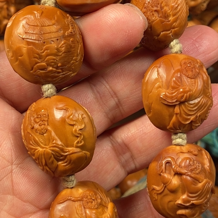橄榄核手串/手链張*橄榄核雕刻风景达摩2.5