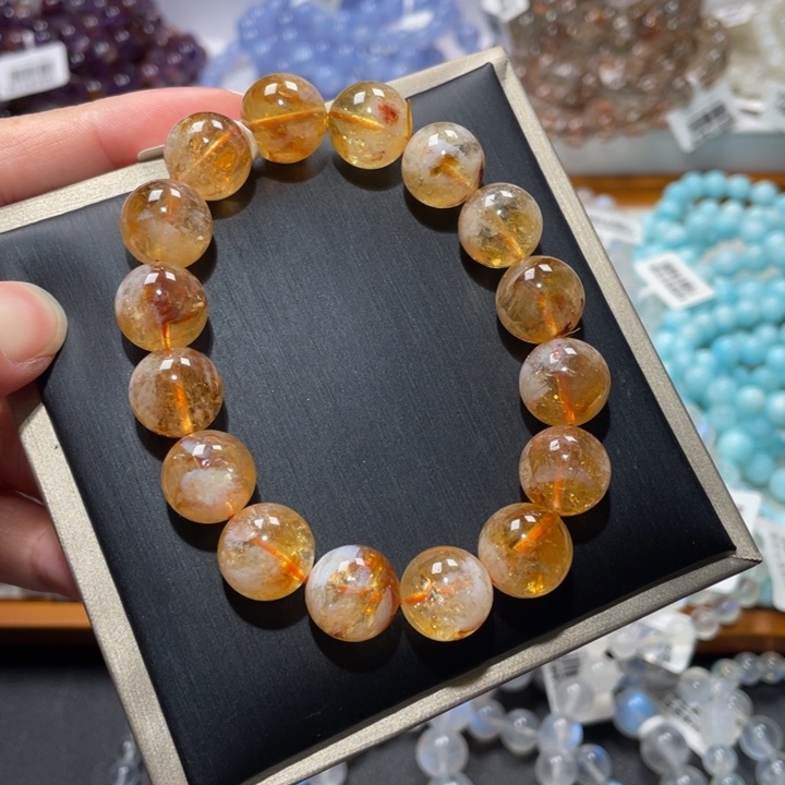 水晶手链未镶嵌蜂蜜奶盖手链13.4m