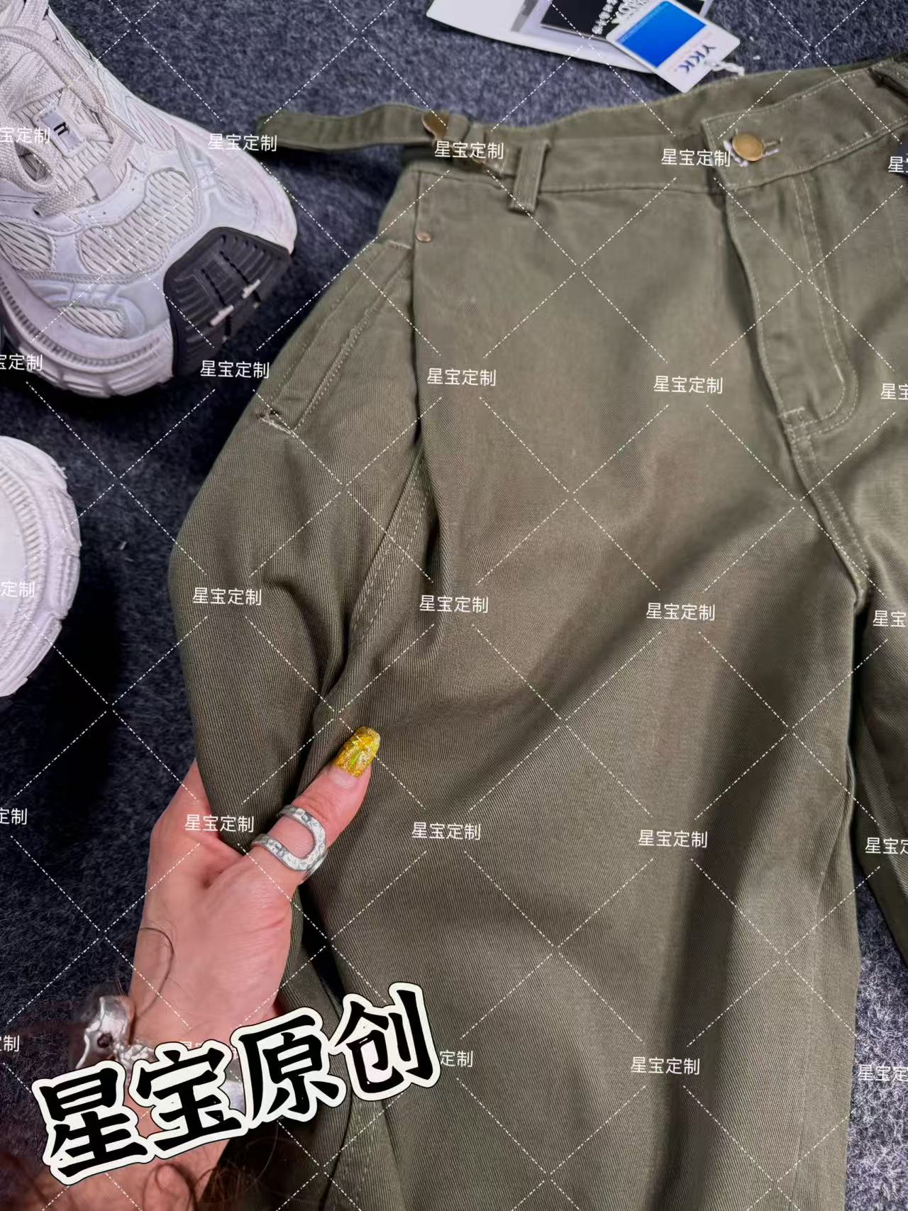 【星宝专属】夏款2025新款欧货褶皱直筒休闲百搭牛仔裤9036