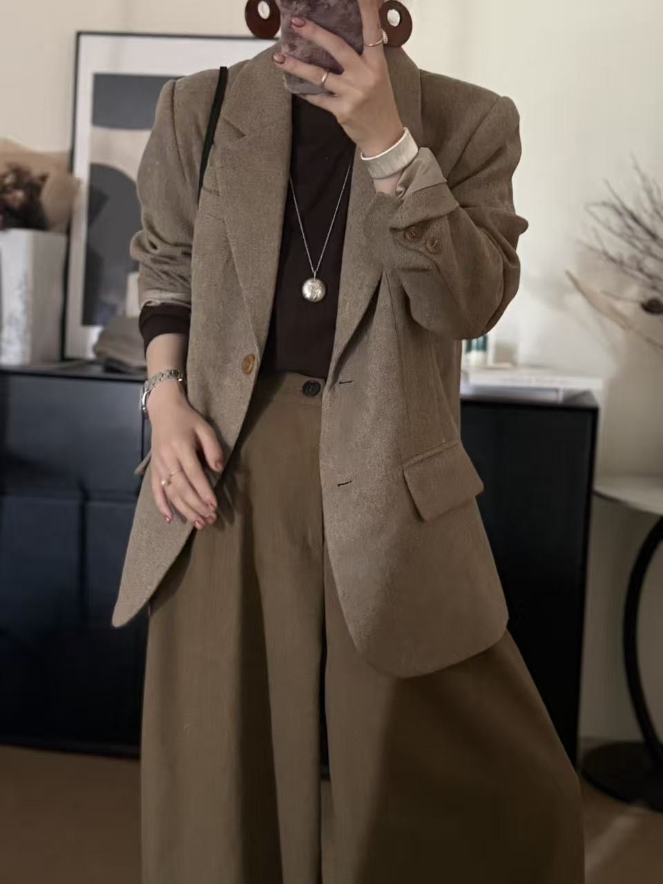 【珍珍何A】1021定制款韩系极简宽松休闲翻领百搭西装