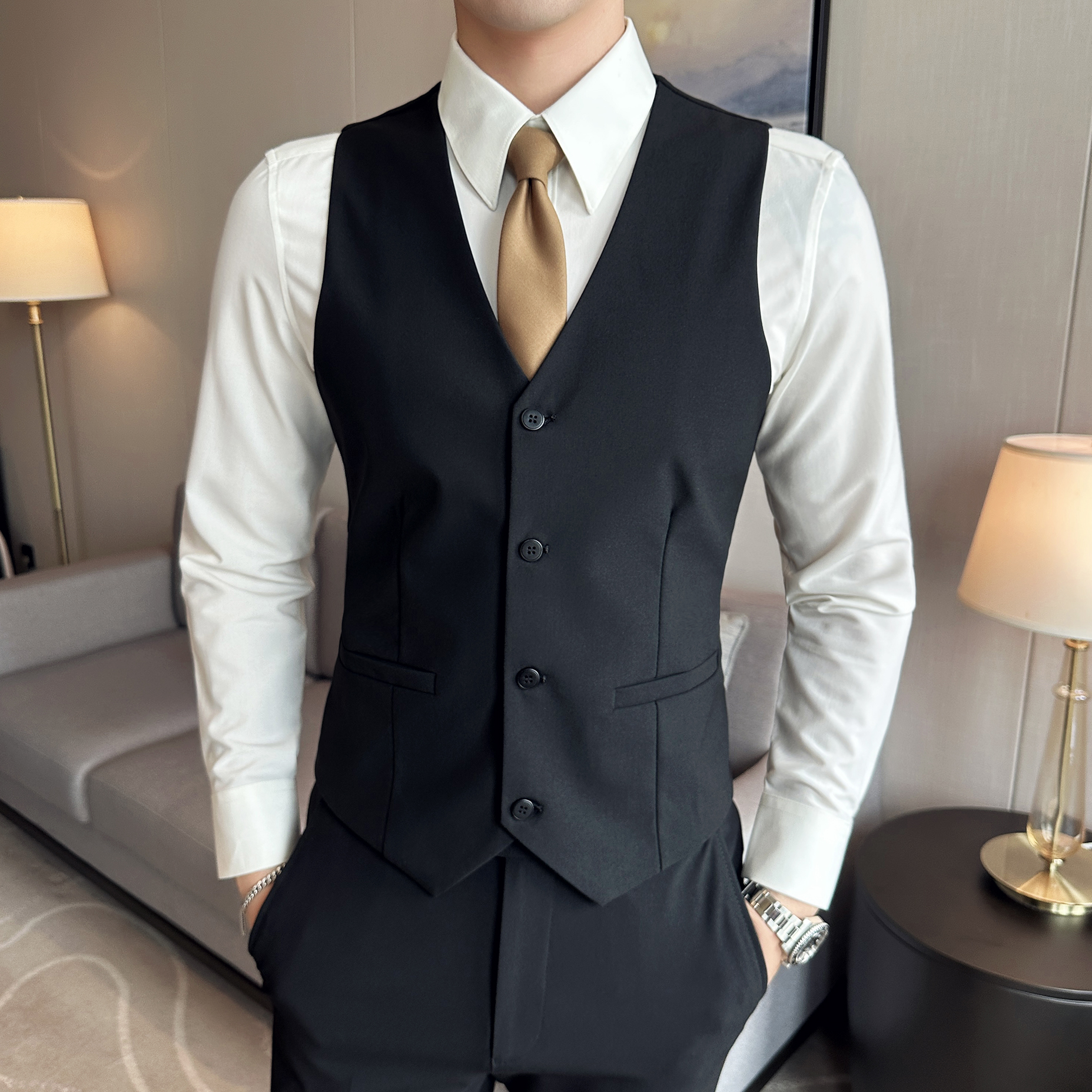 男士西装婚礼马甲英伦修身绅士帅气休闲高端结婚商务新郎伴郎马甲