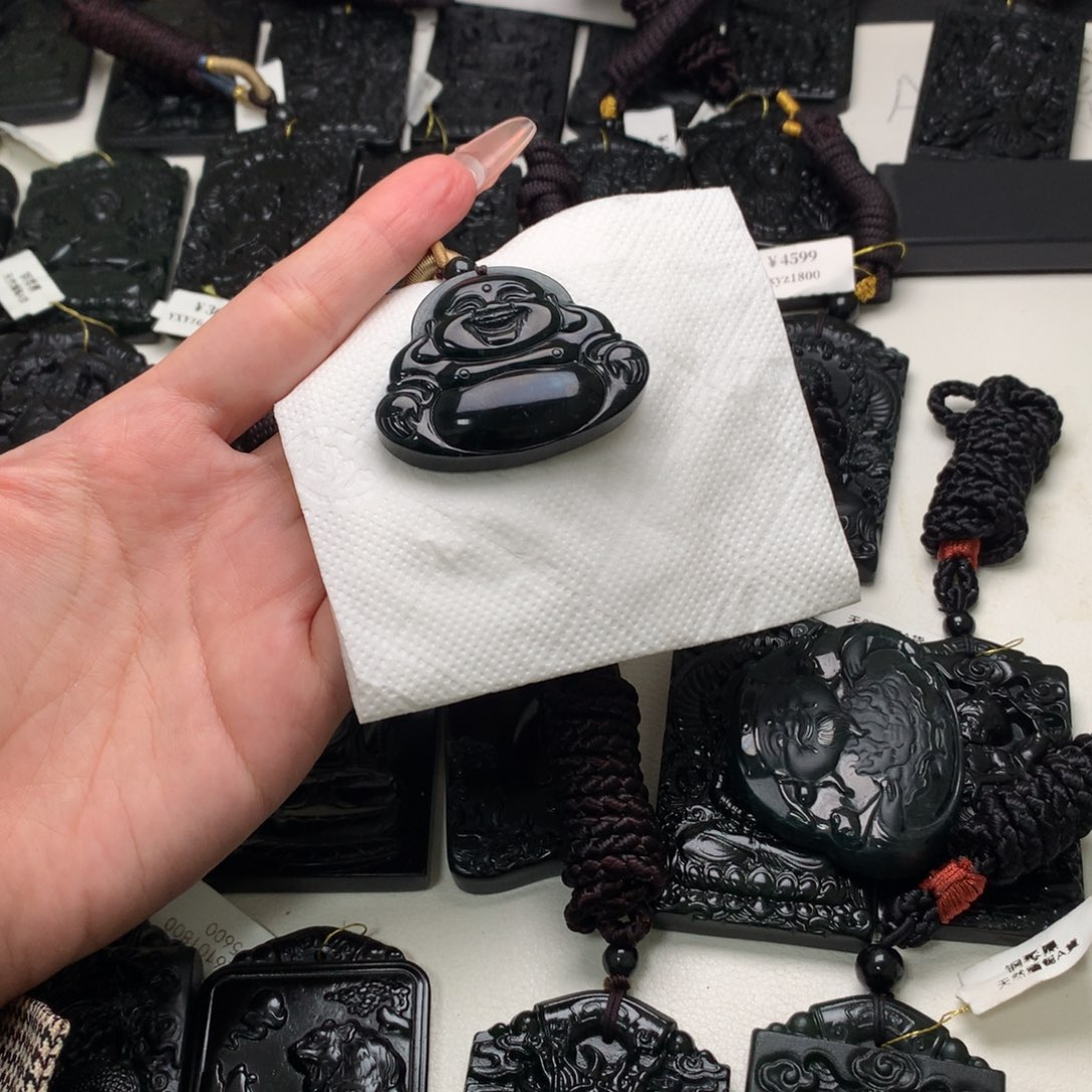 翡翠未镶嵌挂件天然a货钢琴黑挂件