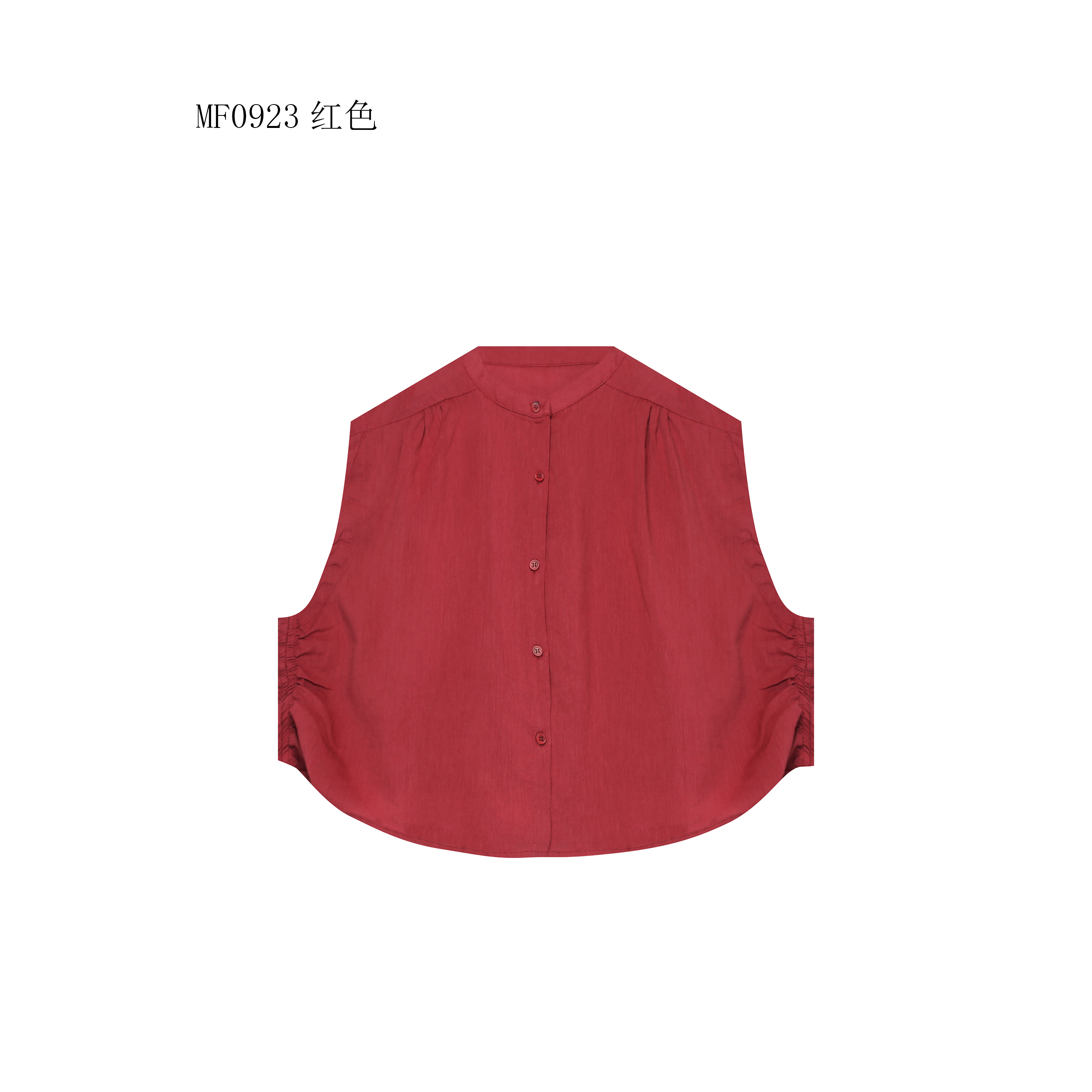 【麻訪家】MF0923红色文艺简约休闲百搭开衫坎肩上衣
