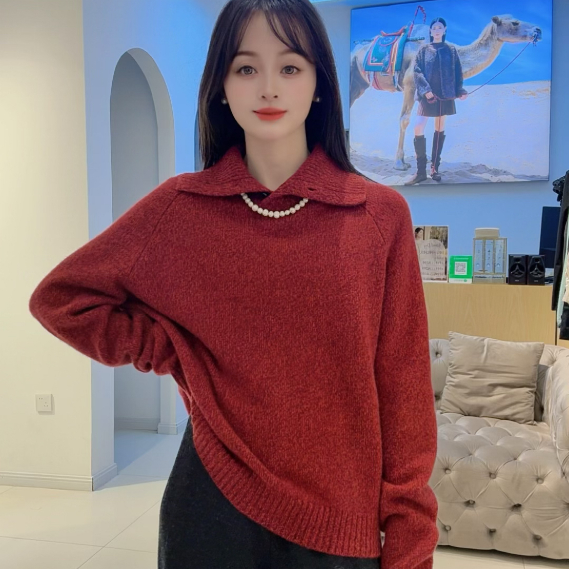 C.crlu可路莎 小翻领双色毛衫 25冬新款