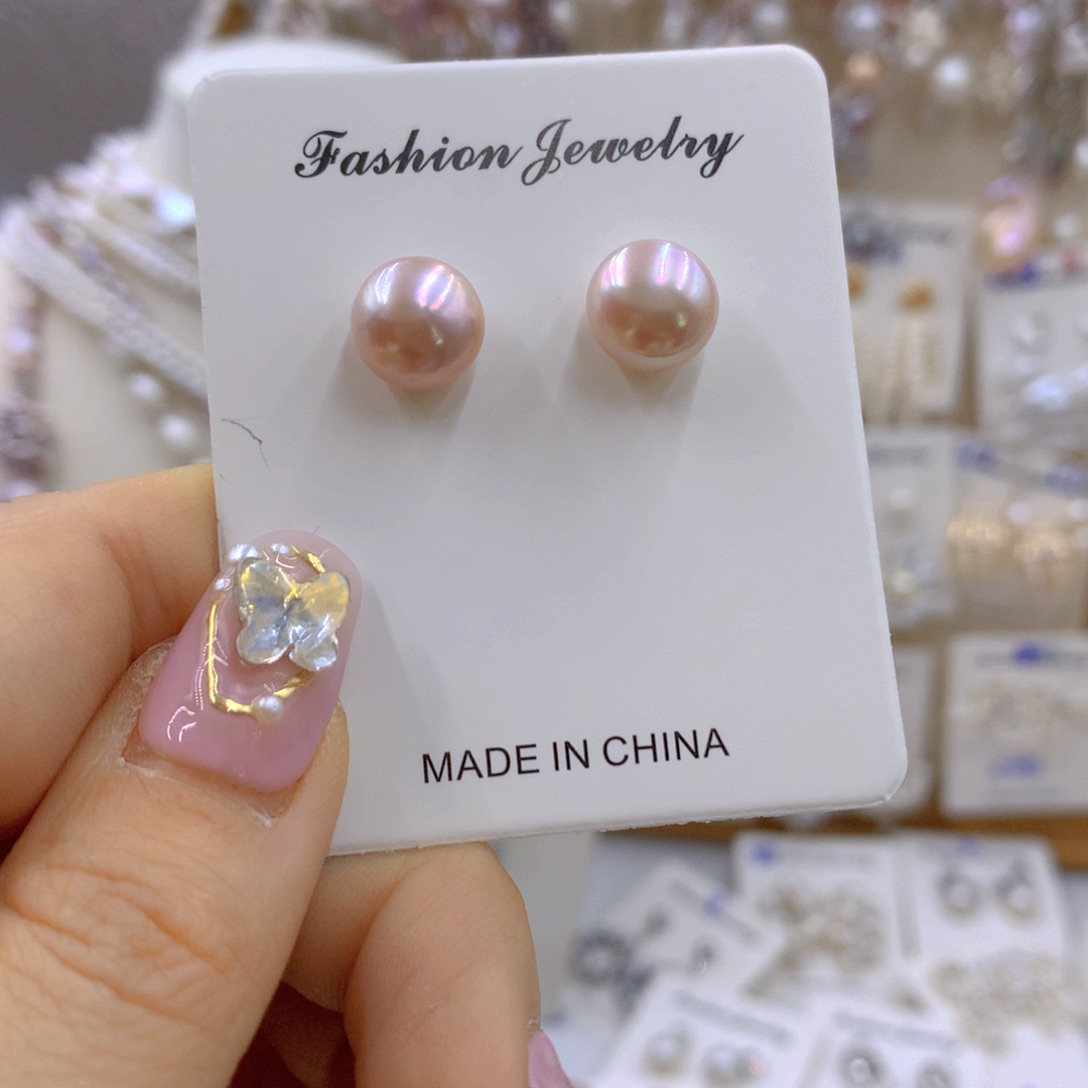 淡水珍珠耳饰。银S925镶嵌