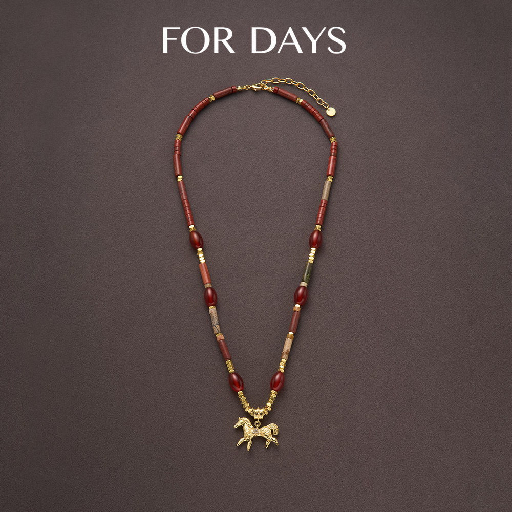 FOR DAYS 铜合金吊坠 中国红-新年限定红色系小马项链