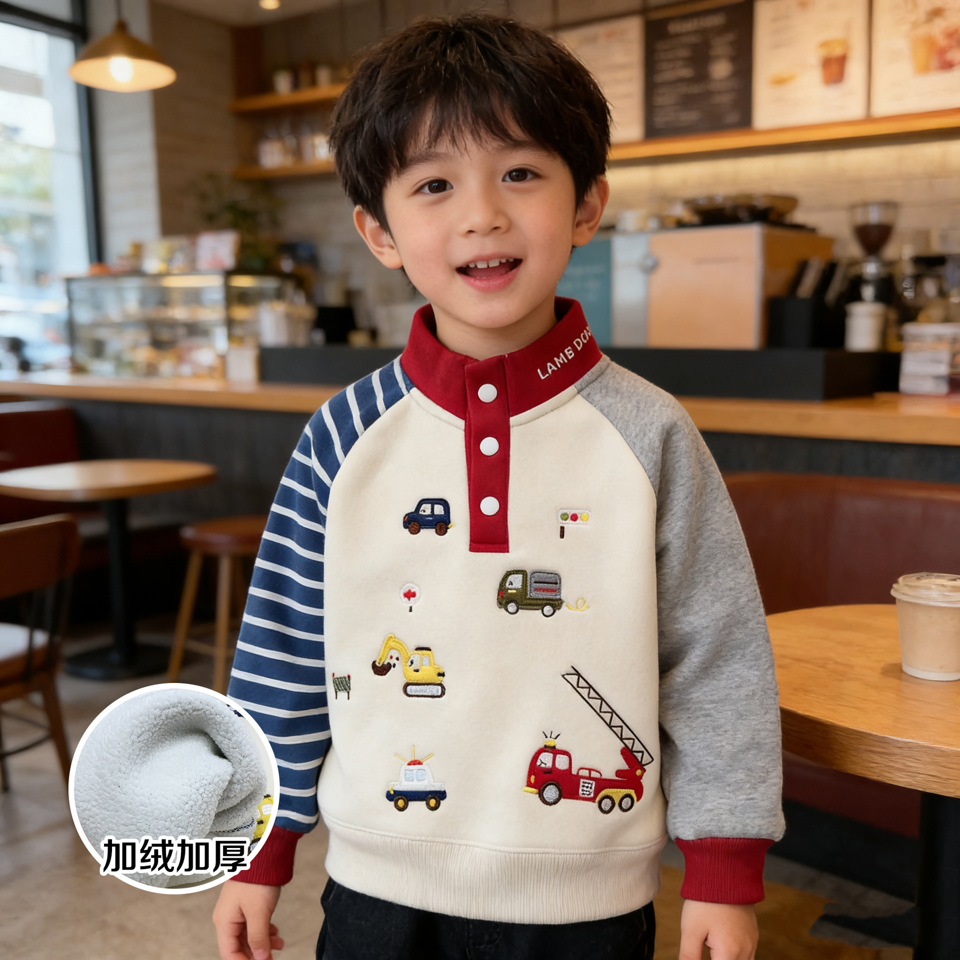 儿童卫衣男童女童小童秋冬加绒加厚长袖上衣童装冬装打底外套套头